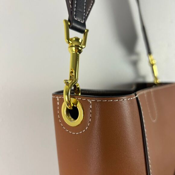 AALLYN Jordan Leather Bucket Bag -Cognac/Gold Hardware - Picture 10 of 16